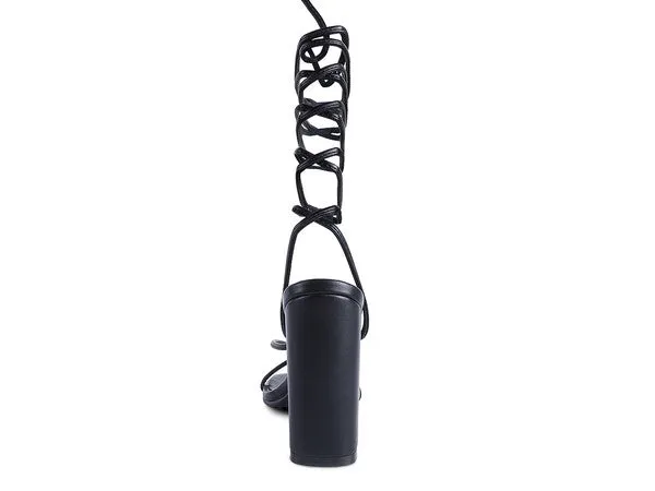 Pole Dance Lace Up Block Heeled Sandal