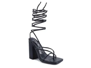 Pole Dance Lace Up Block Heeled Sandal