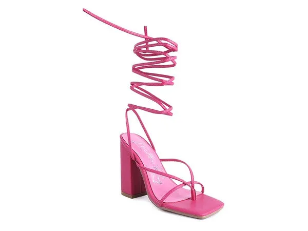 Pole Dance Lace Up Block Heeled Sandal