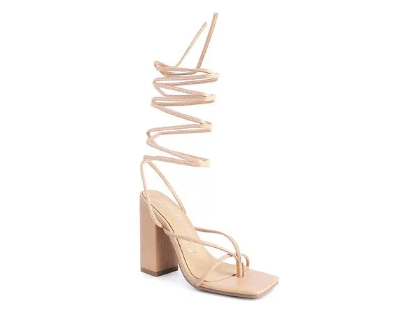 Pole Dance Lace Up Block Heeled Sandal