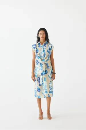 PORCELAIN KNOT SHIRT DRESS