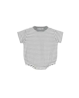 Quincy Mae Relaxed Bubble Romper || Blue Stripe