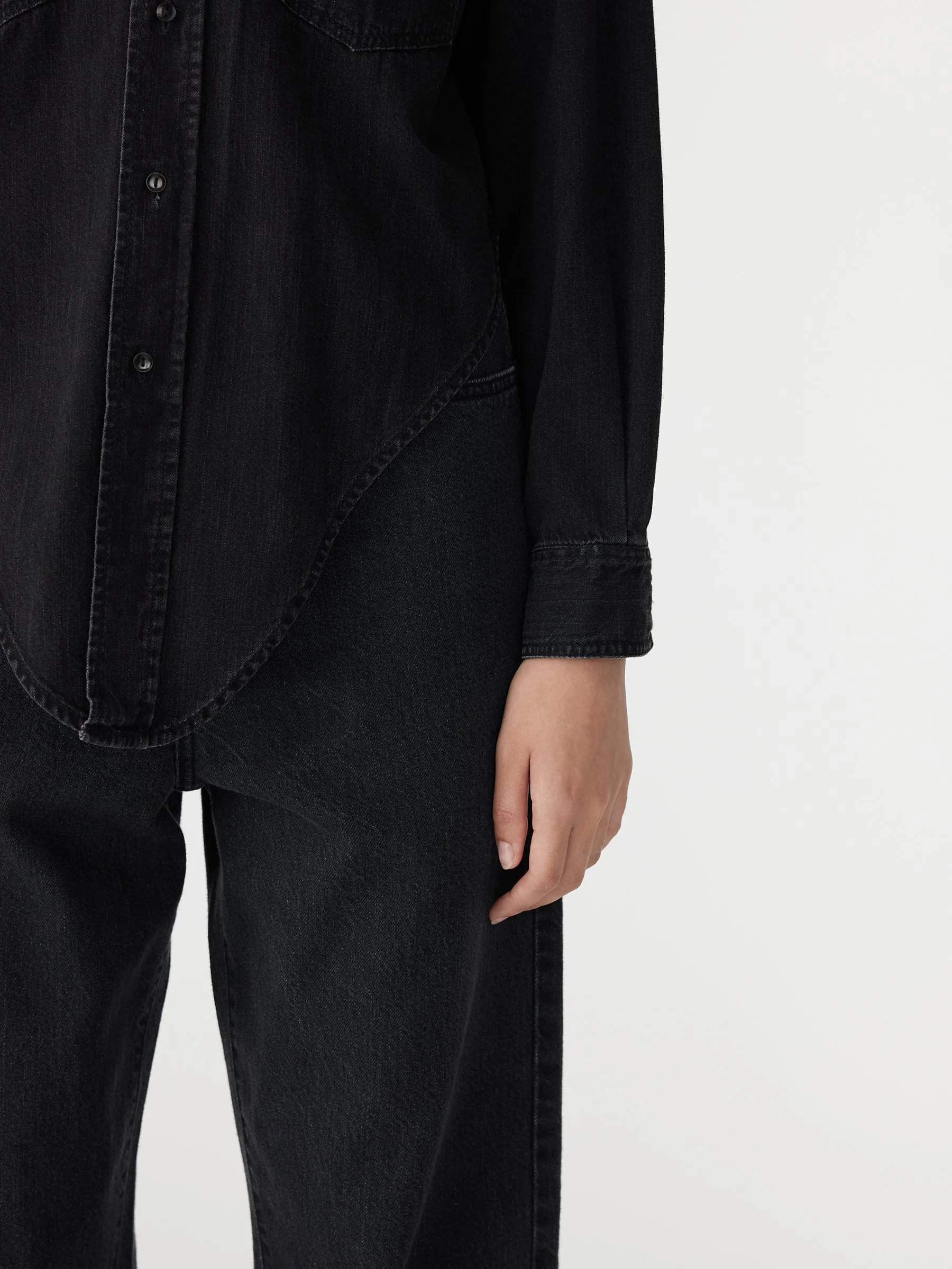 Scoop Hem Denim Shirt