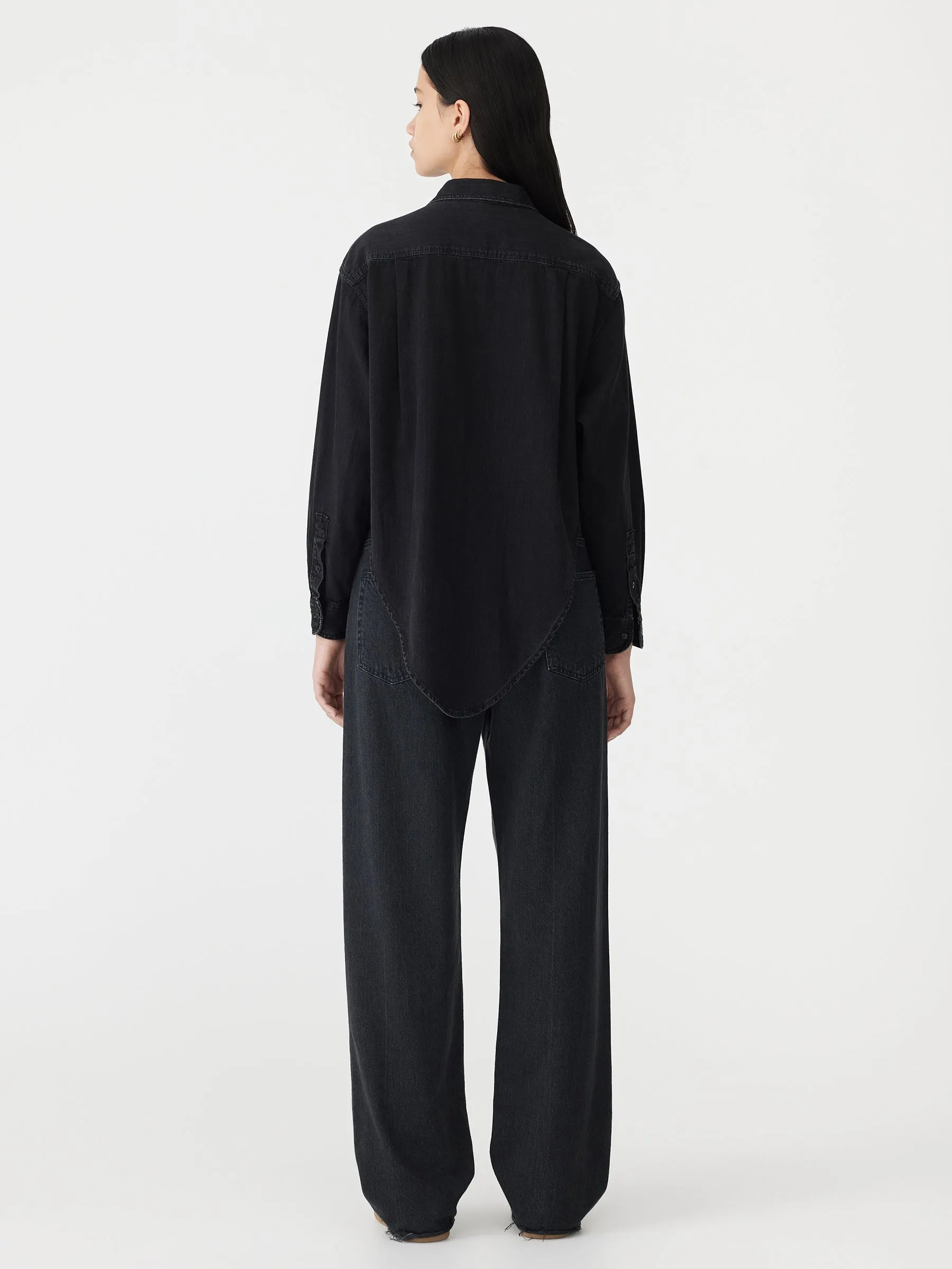 Scoop Hem Denim Shirt