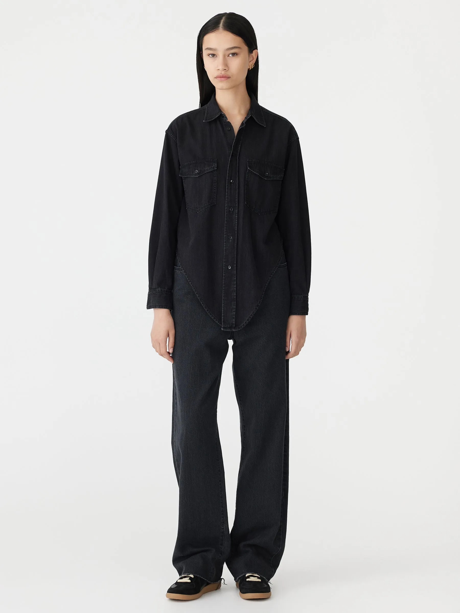 Scoop Hem Denim Shirt