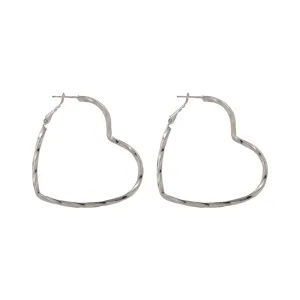 Silver-Plated Twisted Heart Hoop Earrings