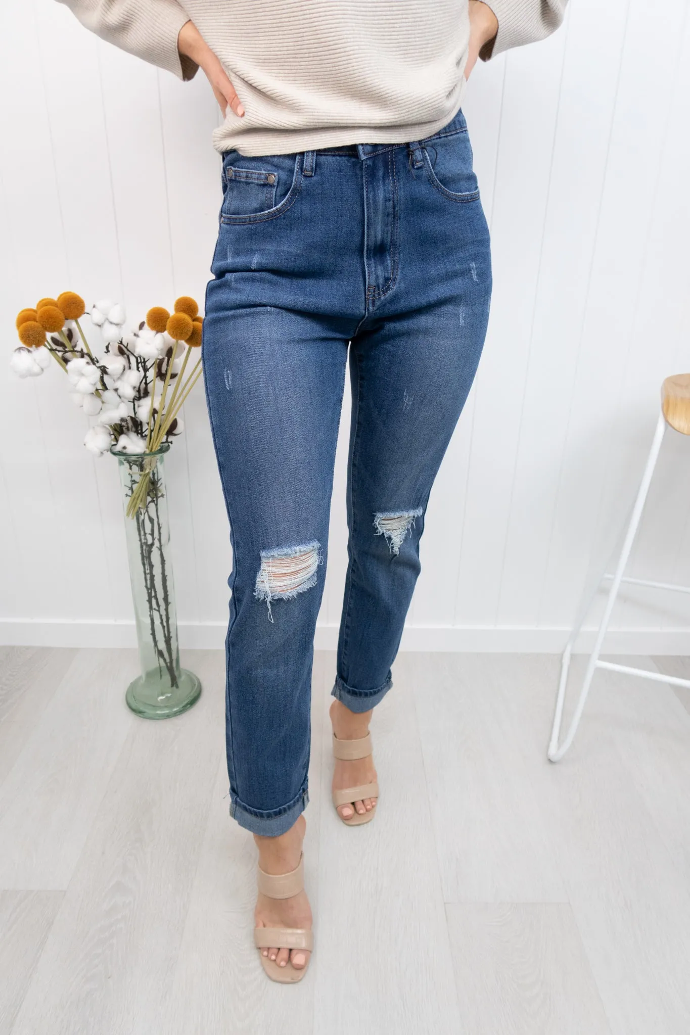 Sloane Boyfriend Jeans- Denim