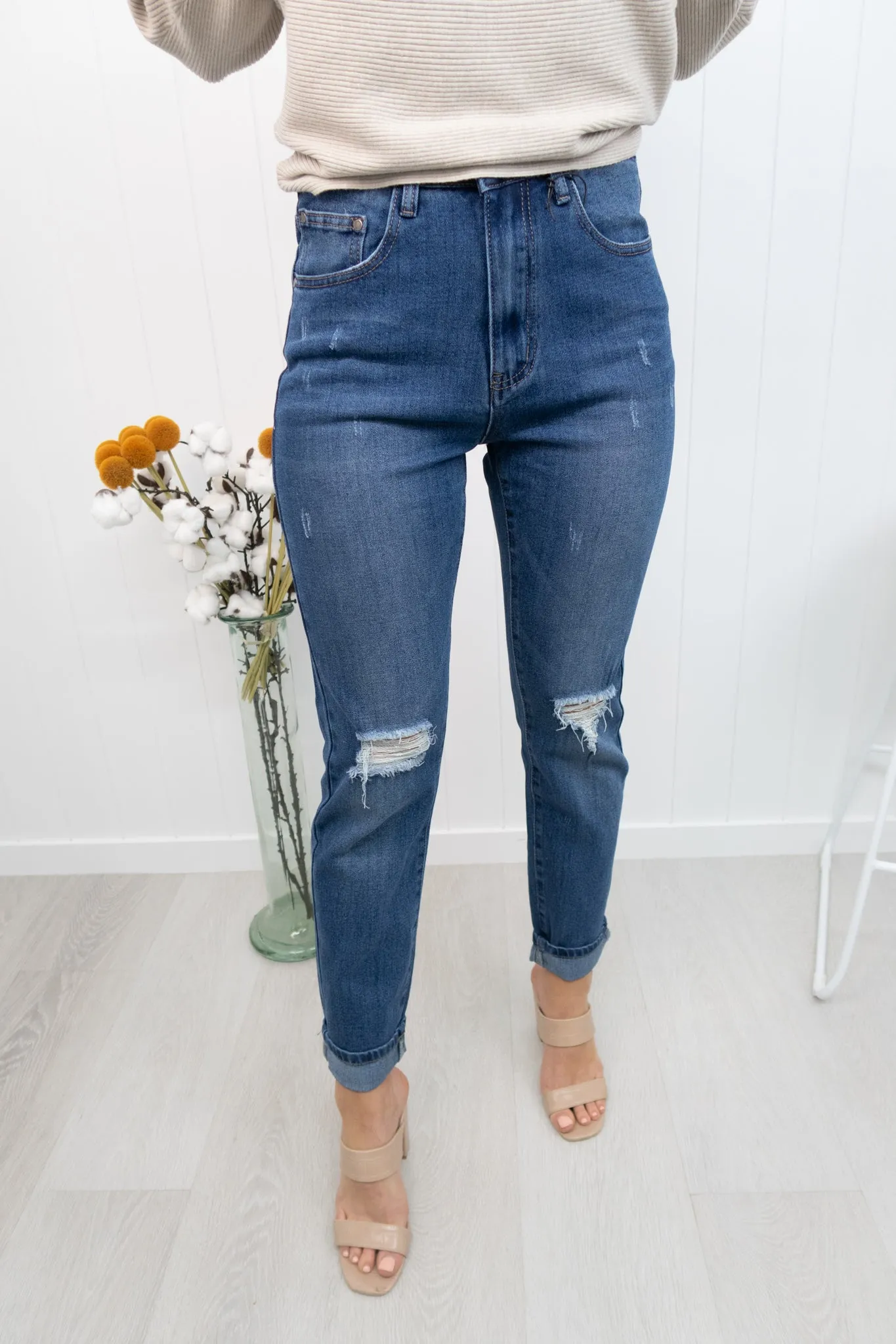 Sloane Boyfriend Jeans- Denim