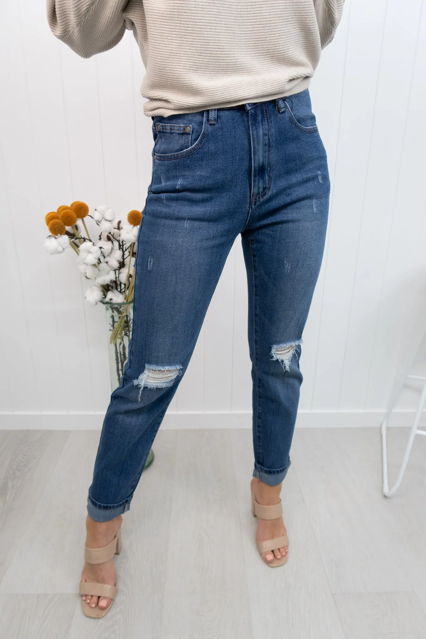 Sloane Boyfriend Jeans- Denim