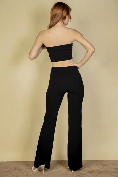 Strapless Corset Top & Flare Pants Set