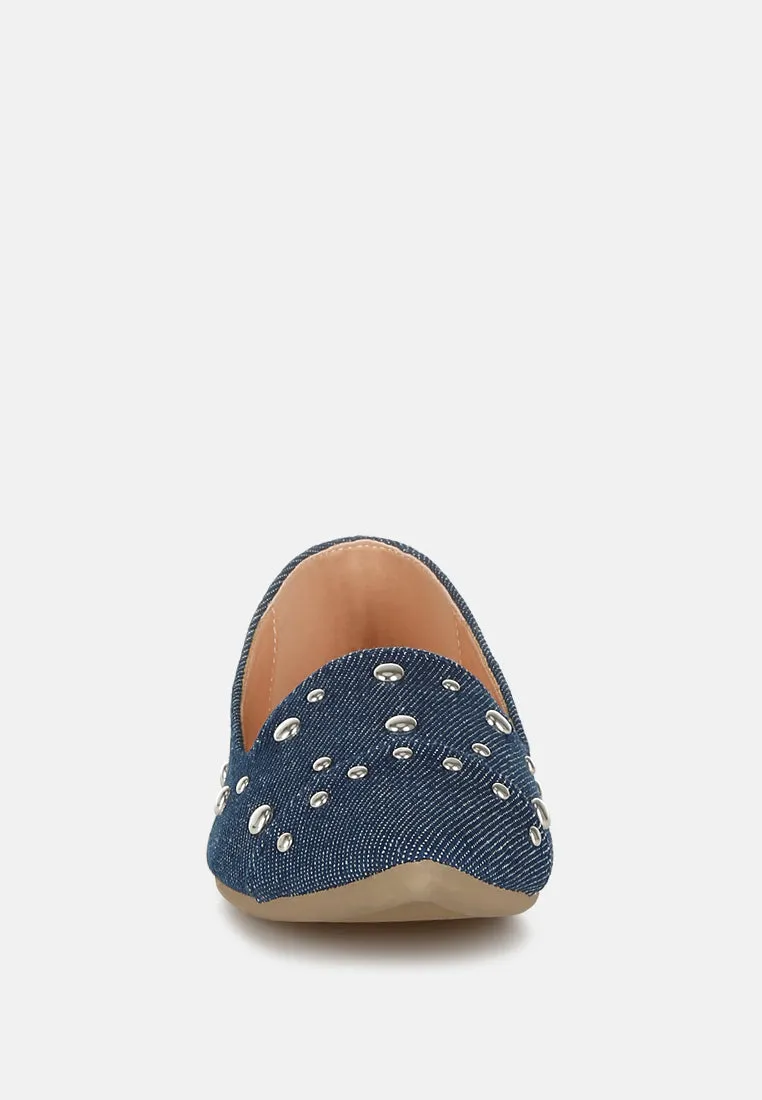 Stud Embellished Ballet Flats By RAG