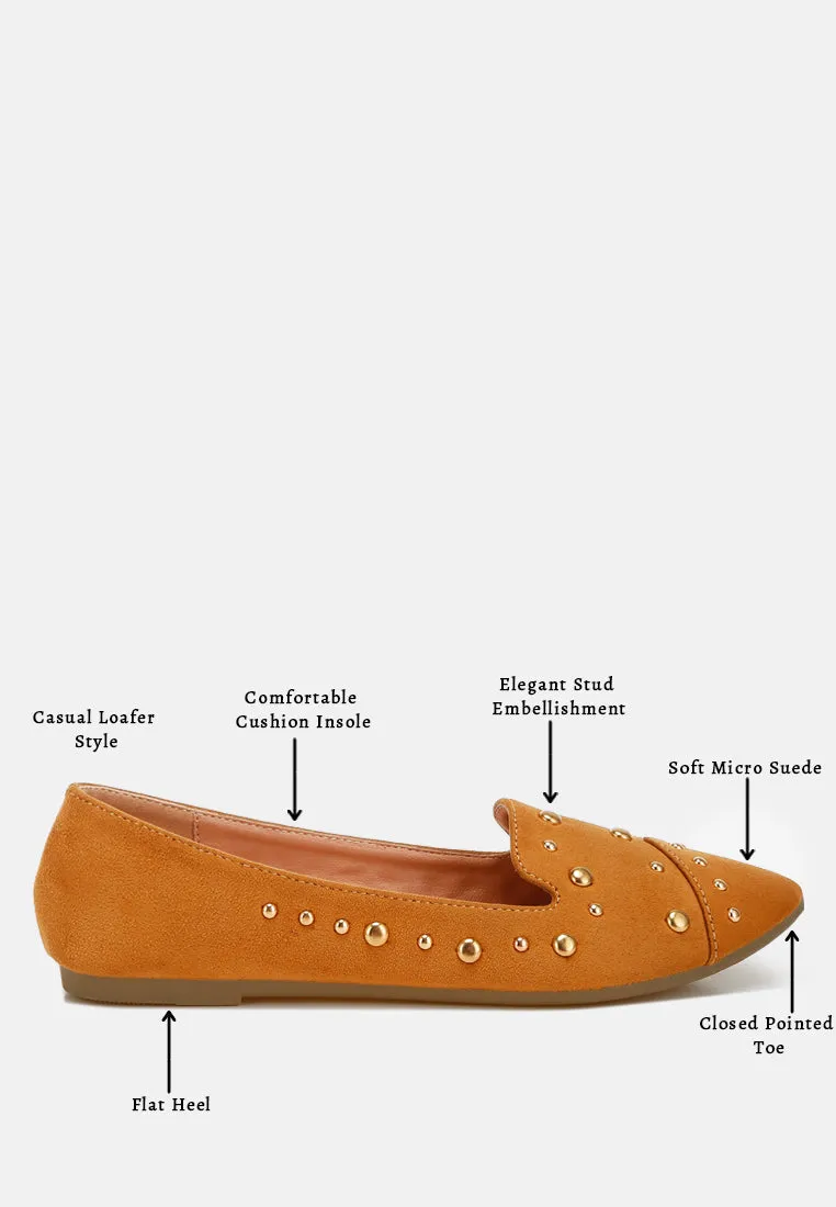 Stud Embellished Ballet Flats By RAG