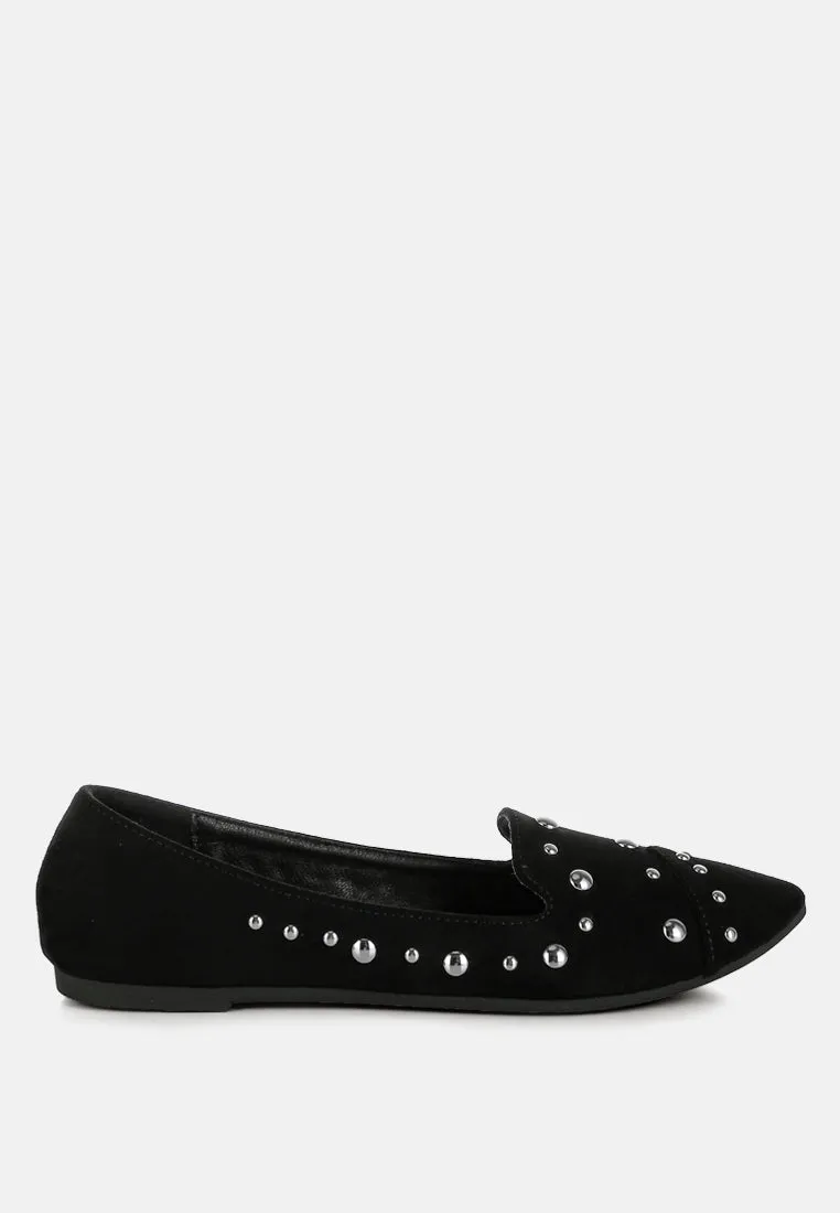 Stud Embellished Ballet Flats By RAG