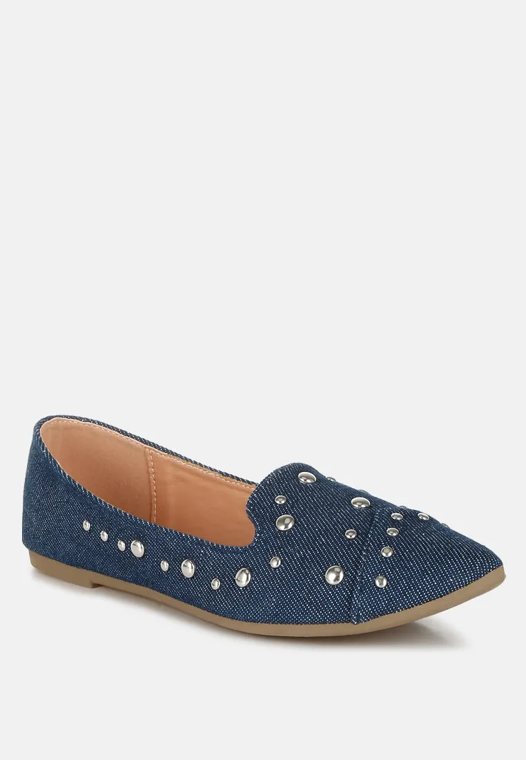 Stud Embellished Ballet Flats By RAG