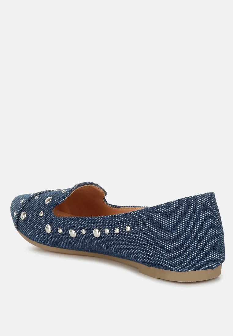 Stud Embellished Ballet Flats By RAG
