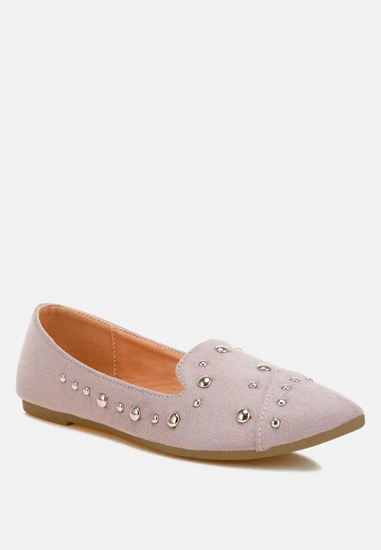 Stud Embellished Ballet Flats By RAG