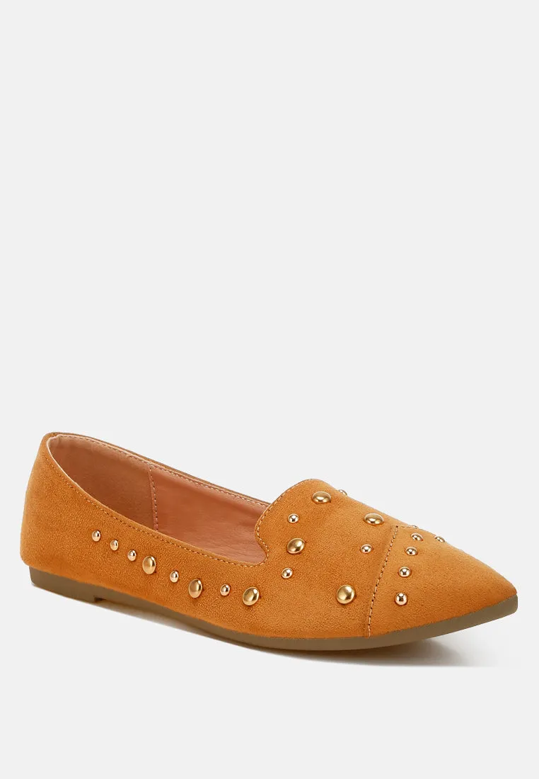 Stud Embellished Ballet Flats By RAG