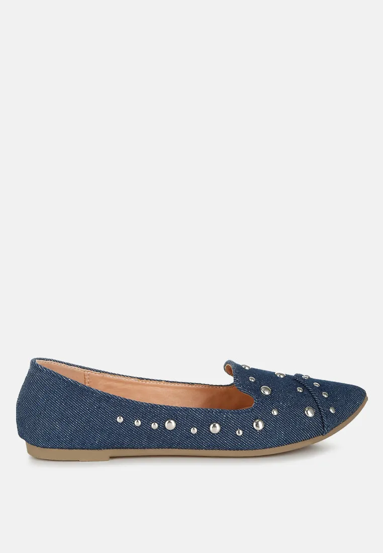 Stud Embellished Ballet Flats By RAG