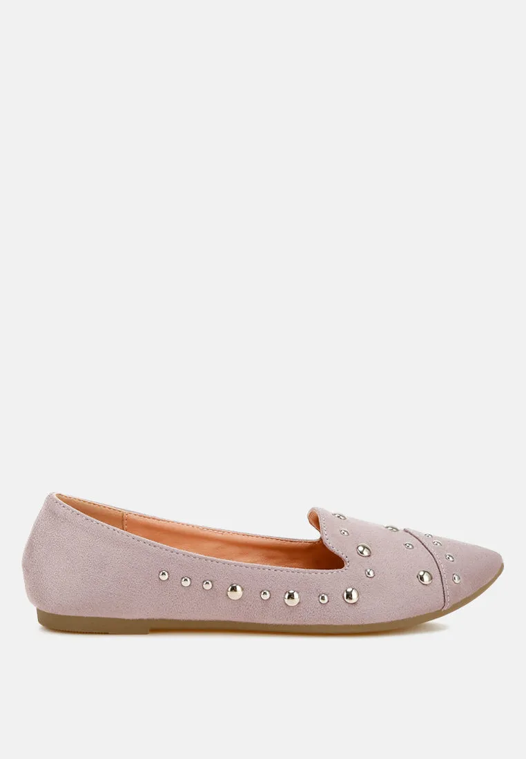 Stud Embellished Ballet Flats By RAG