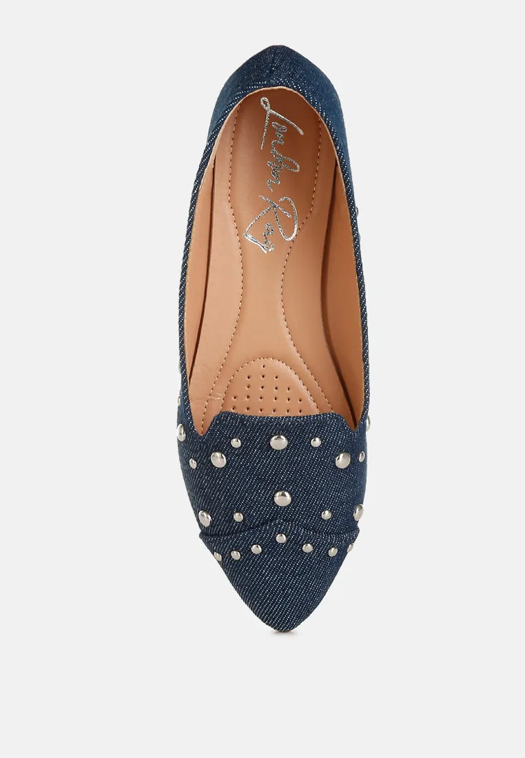 Stud Embellished Ballet Flats By RAG