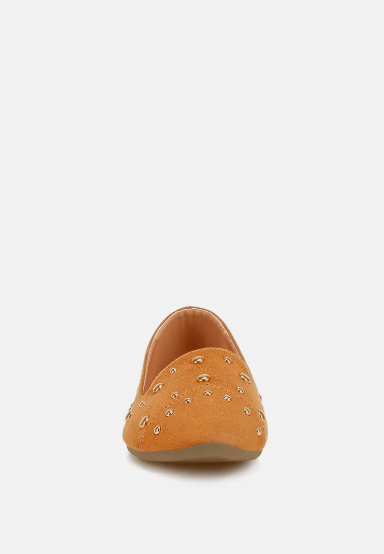 Stud Embellished Ballet Flats By RAG