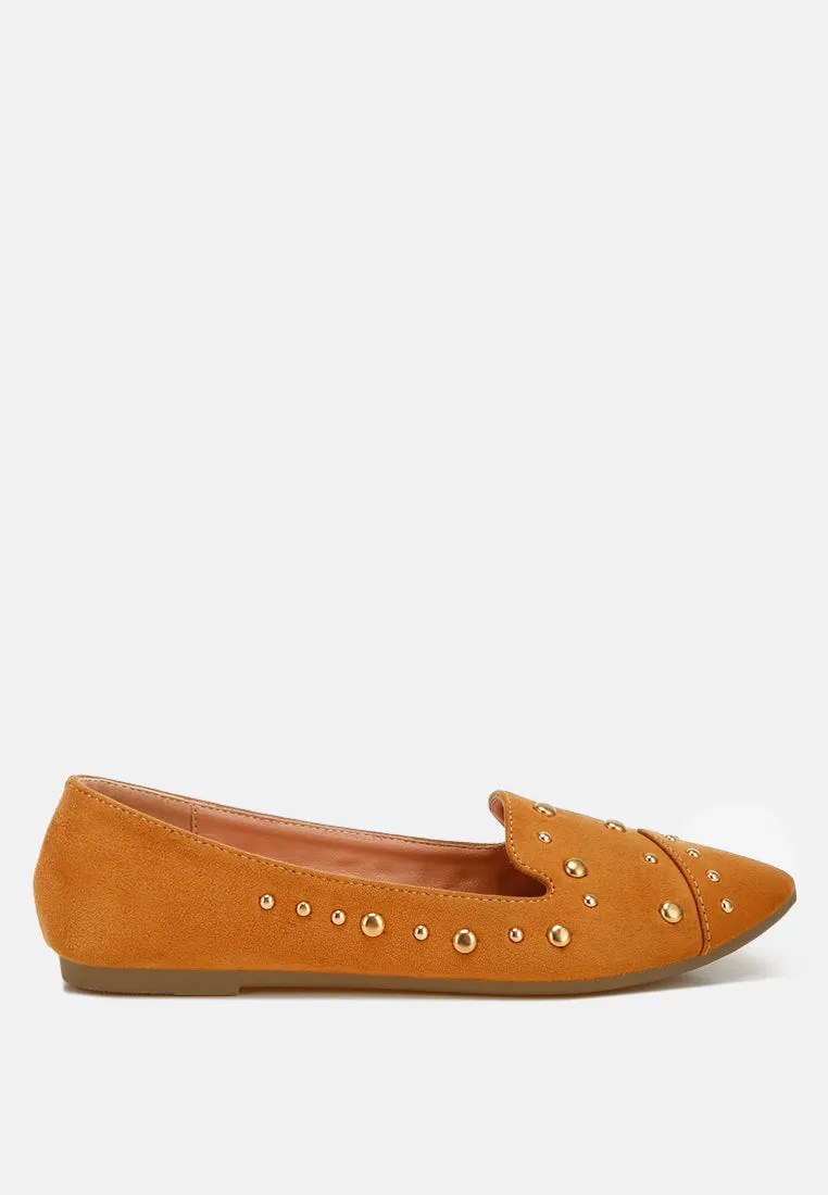 Stud Embellished Ballet Flats By RAG