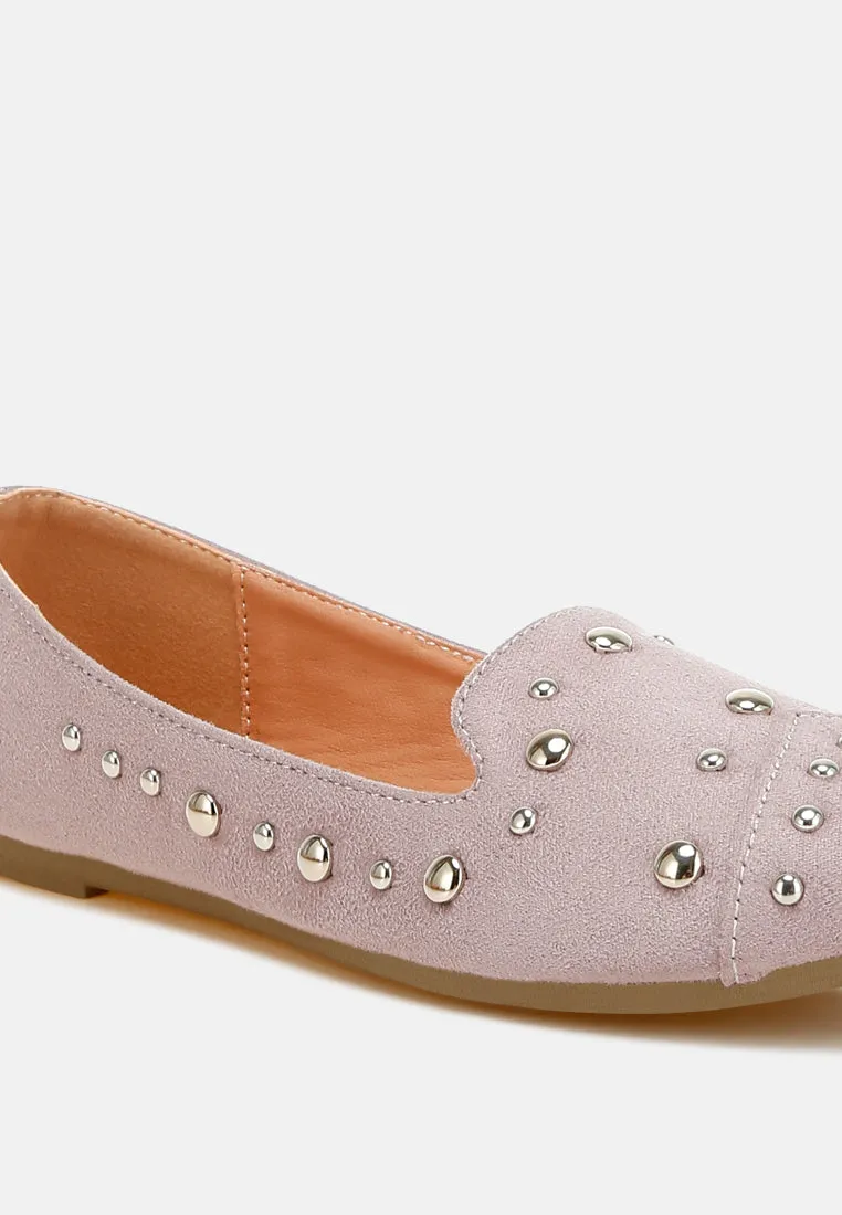 Stud Embellished Ballet Flats By RAG