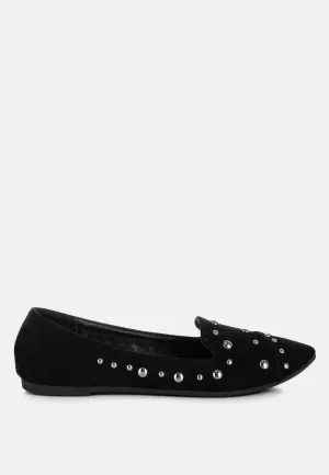 Stud Embellished Ballet Flats By RAG