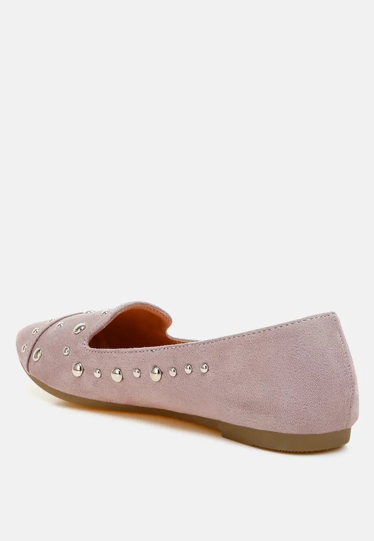 Stud Embellished Ballet Flats By RAG