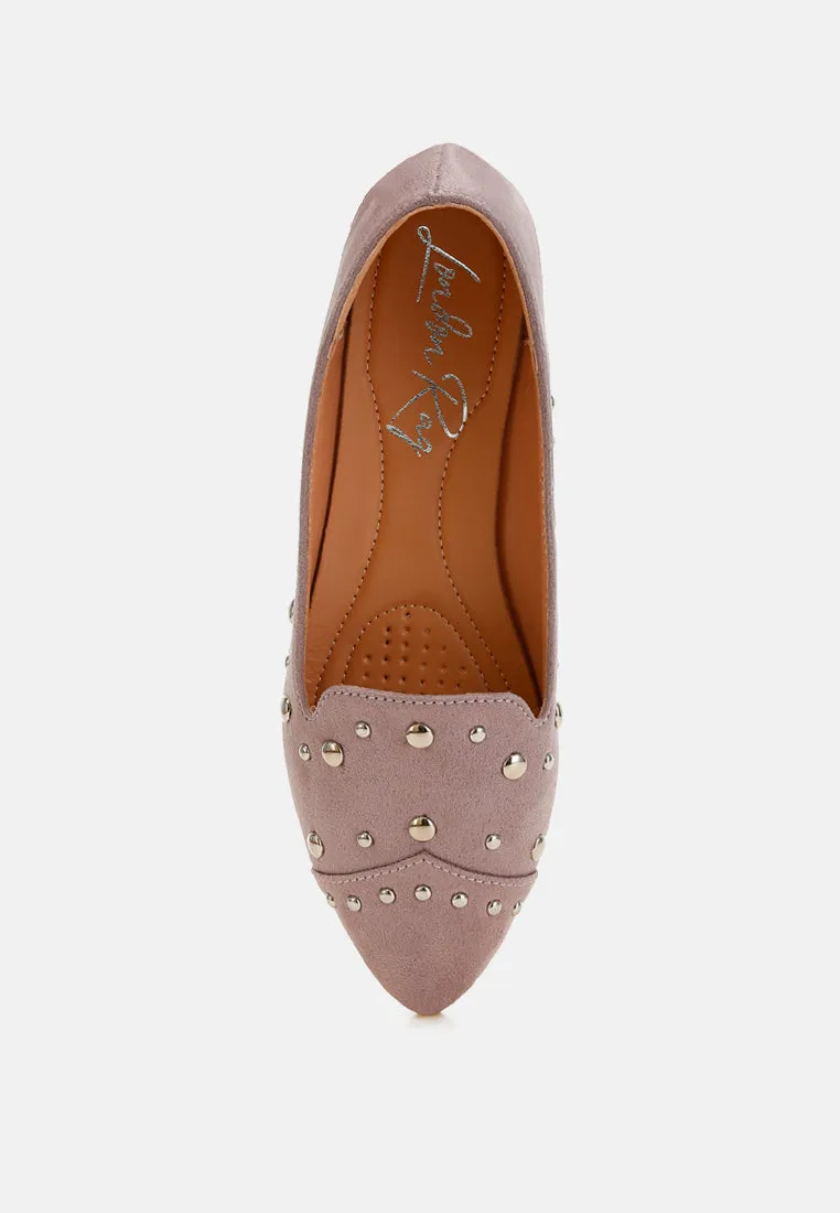 Stud Embellished Ballet Flats By RAG