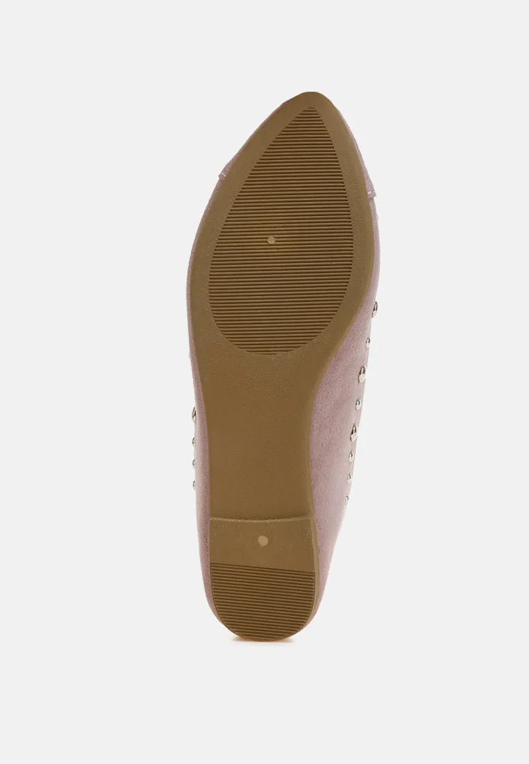 Stud Embellished Ballet Flats By RAG