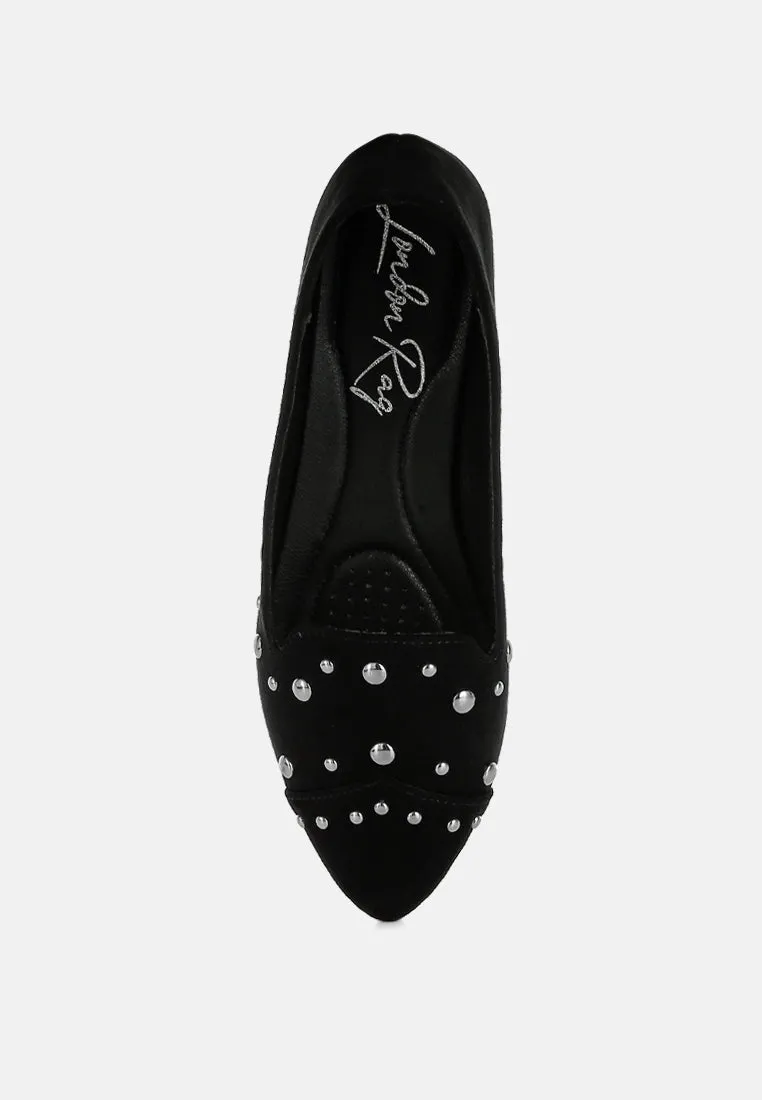 Stud Embellished Ballet Flats By RAG