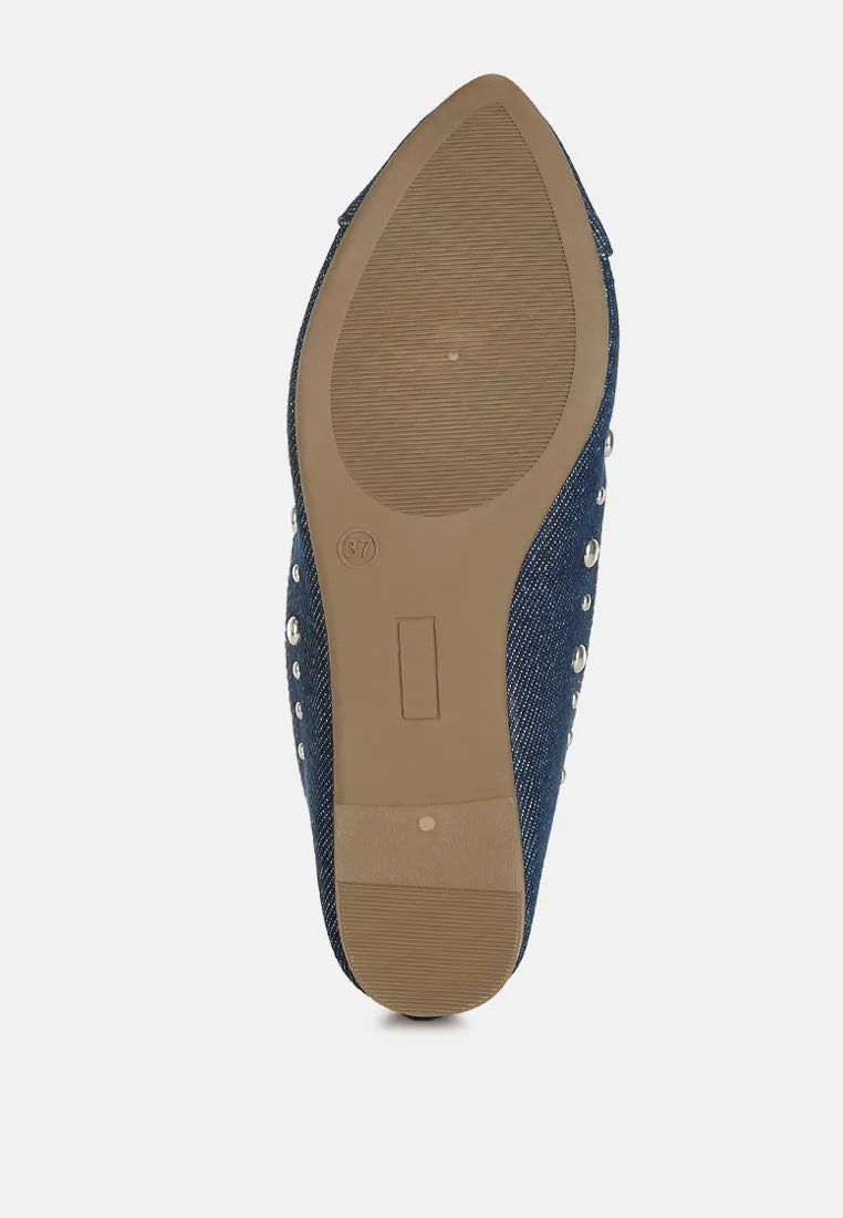 Stud Embellished Ballet Flats By RAG