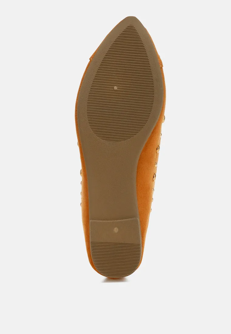Stud Embellished Ballet Flats By RAG