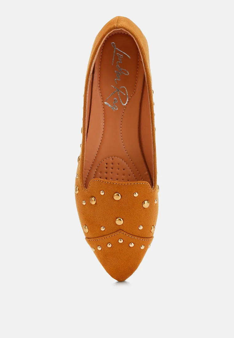 Stud Embellished Ballet Flats By RAG