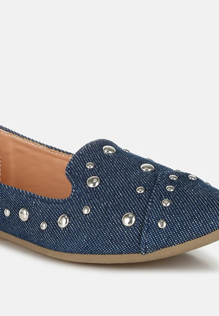 Stud Embellished Ballet Flats By RAG