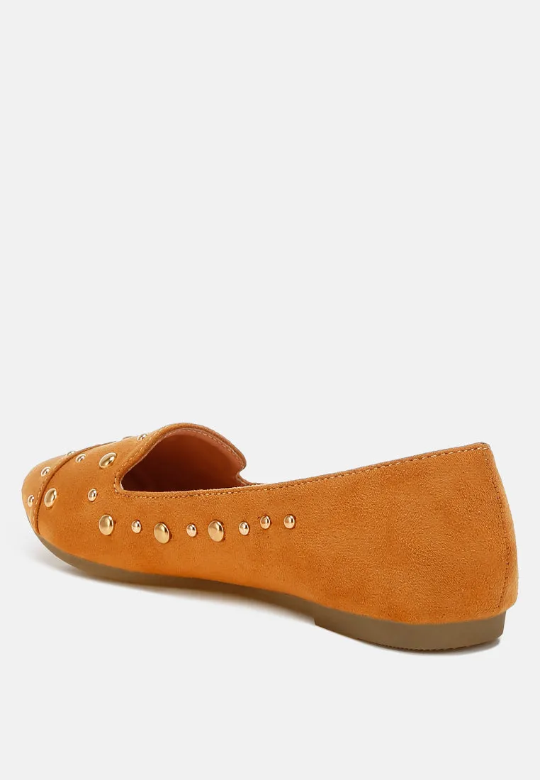 Stud Embellished Ballet Flats By RAG
