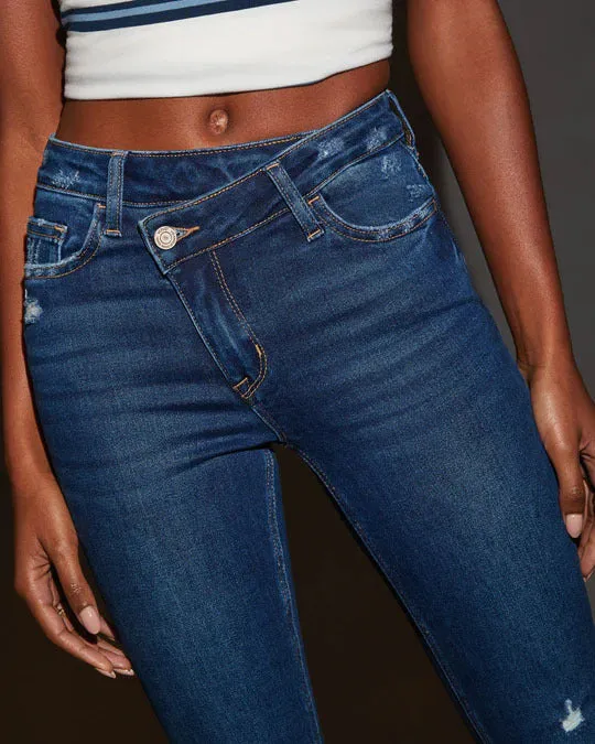 Trendy Distressed Raw Hem Cropped Denim Jeans for Effortless Chic