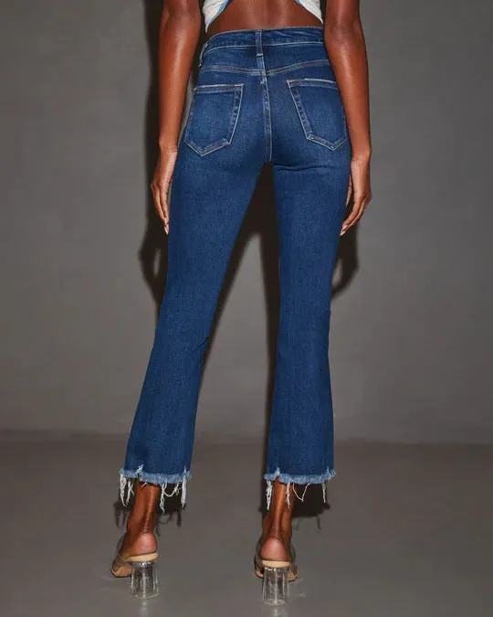 Trendy Distressed Raw Hem Cropped Denim Jeans for Effortless Chic