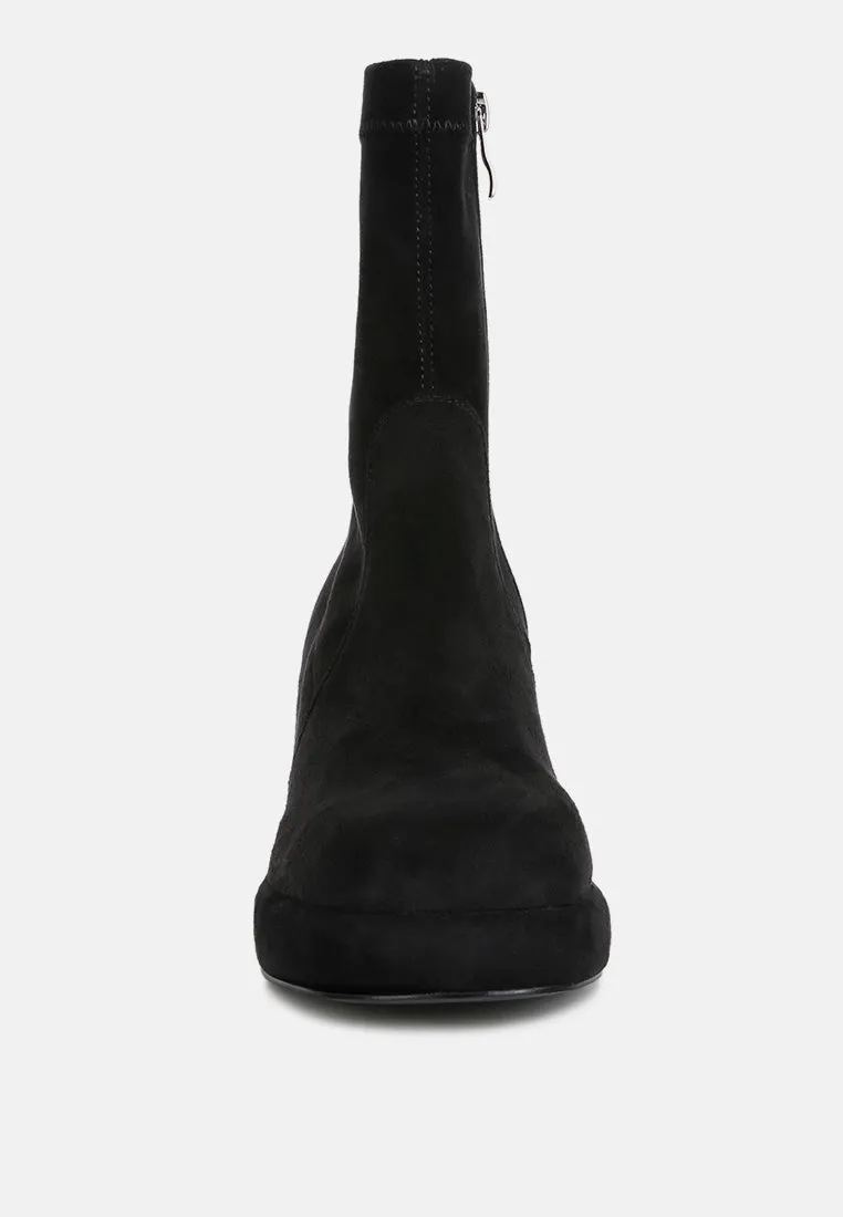 Two-Cubes Suede Platform Ankle Boots By Ruw