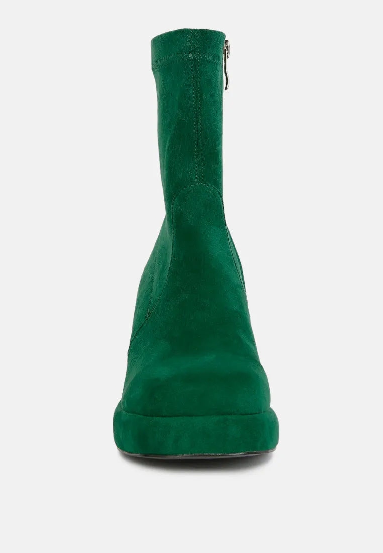 Two-Cubes Suede Platform Ankle Boots By Ruw