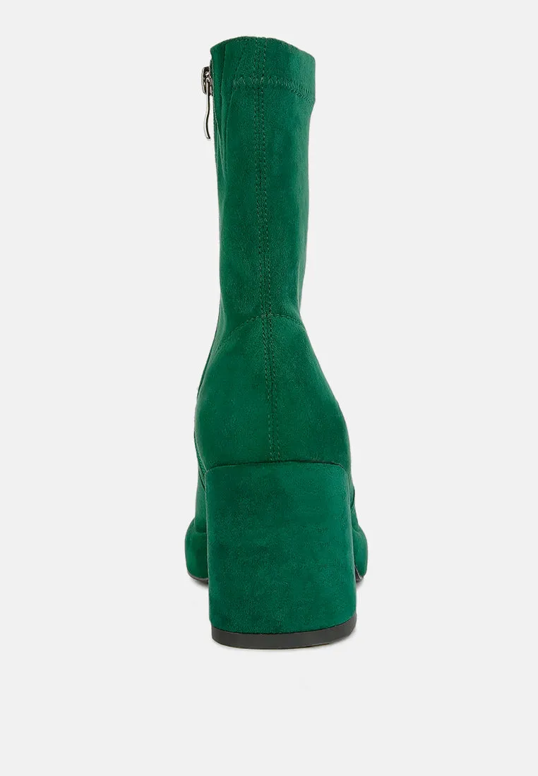 Two-Cubes Suede Platform Ankle Boots By Ruw