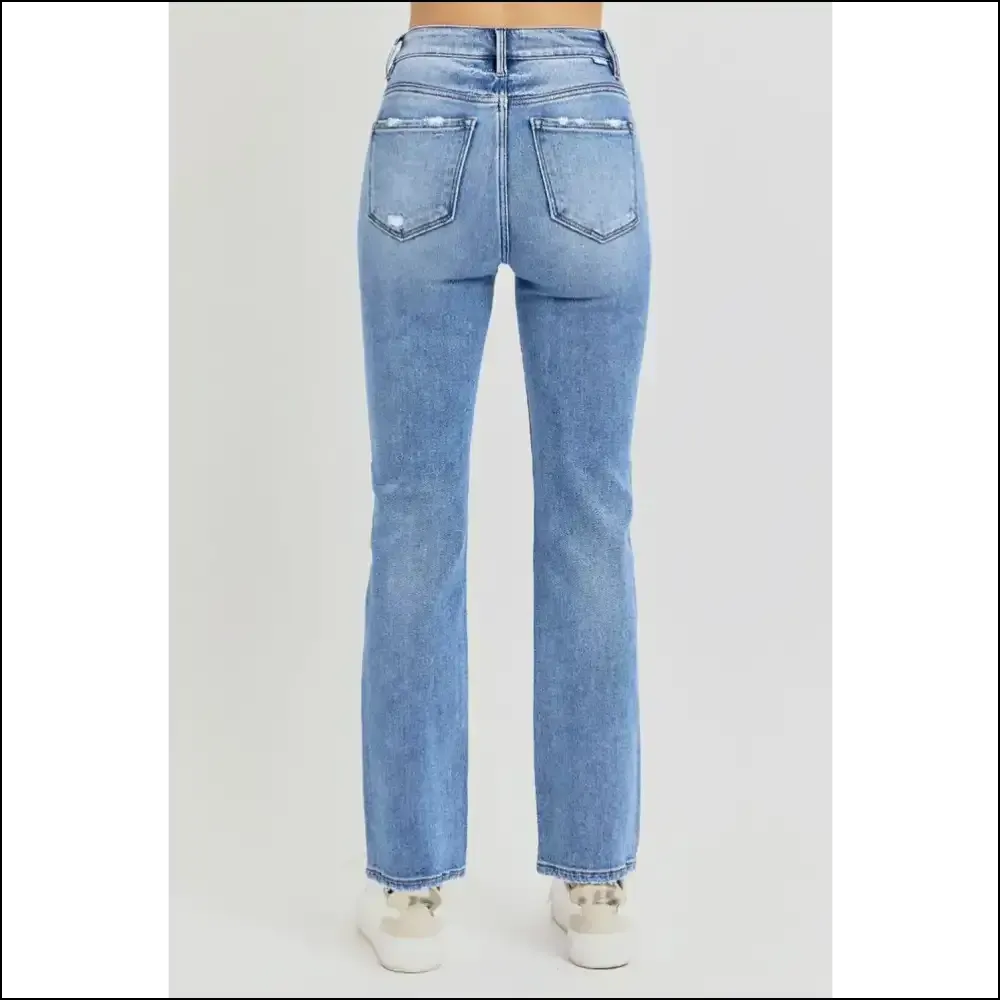 Unleash your Inner Diva: Risen Distressed High-rise Ankle Straight Jeans! 🎉