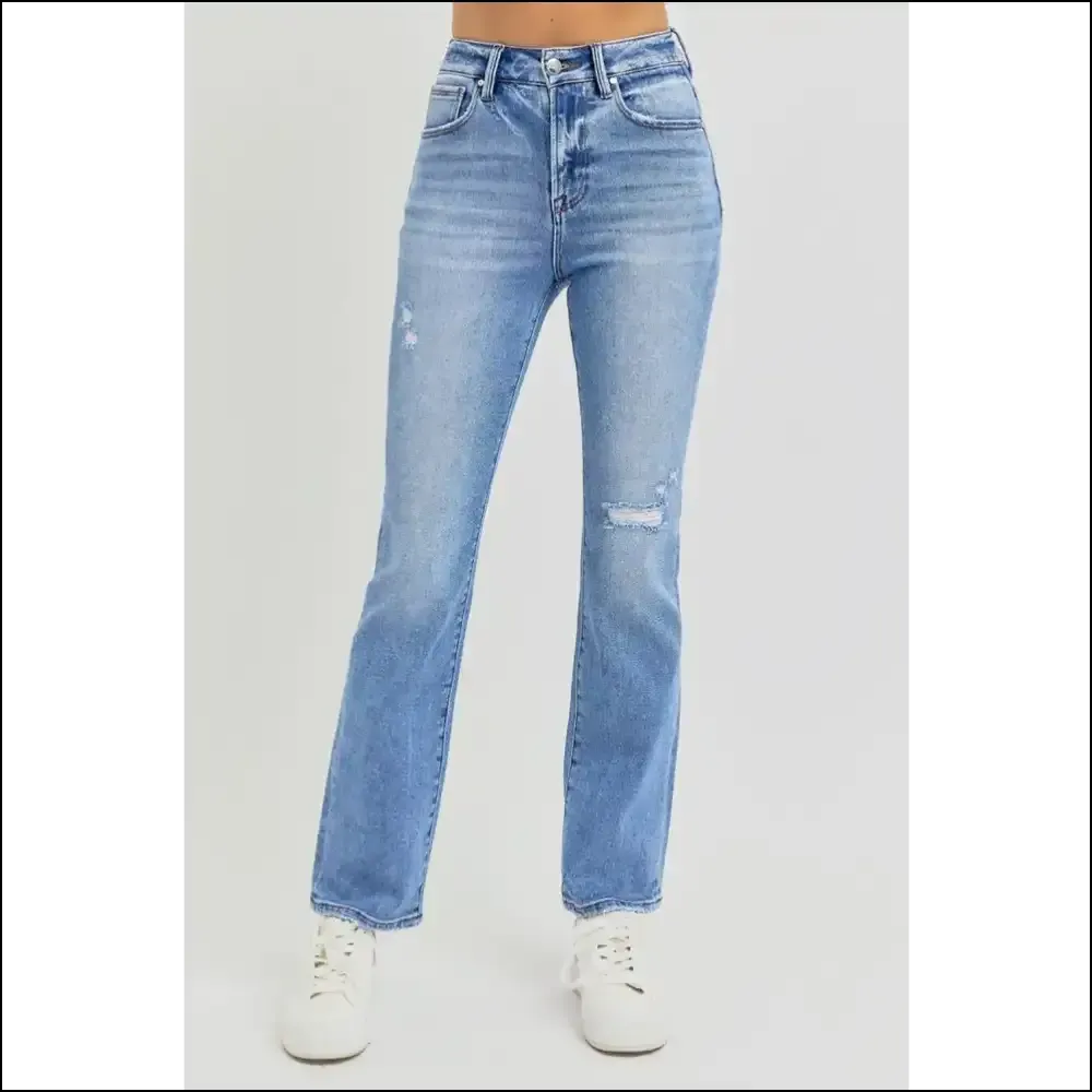 Unleash your Inner Diva: Risen Distressed High-rise Ankle Straight Jeans! 🎉