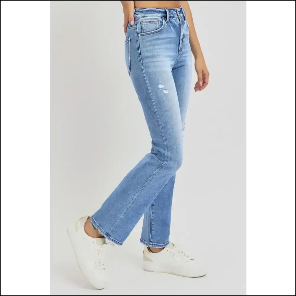 Unleash your Inner Diva: Risen Distressed High-rise Ankle Straight Jeans! 🎉