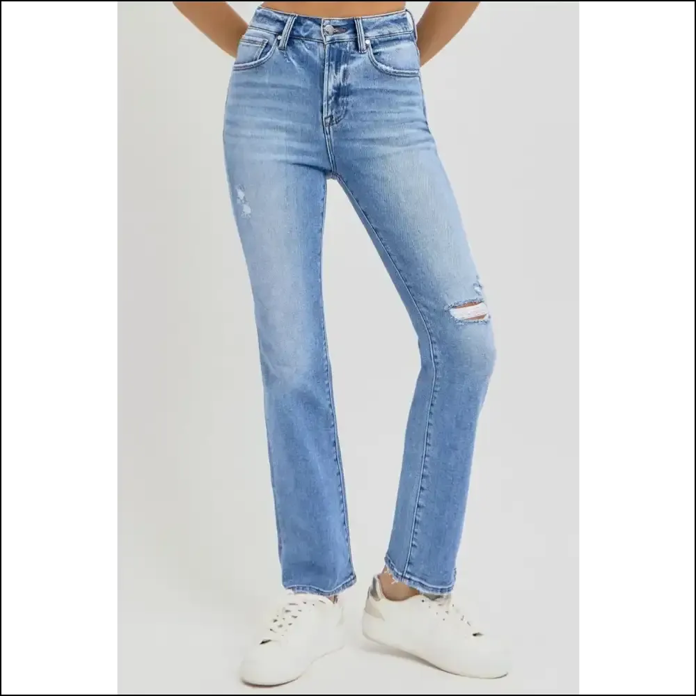 Unleash your Inner Diva: Risen Distressed High-rise Ankle Straight Jeans! 🎉