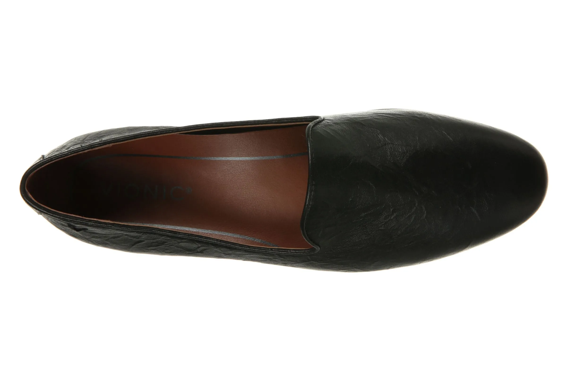 VIONIC WILLA BLACK CRINKLE NAPPA LEATHER