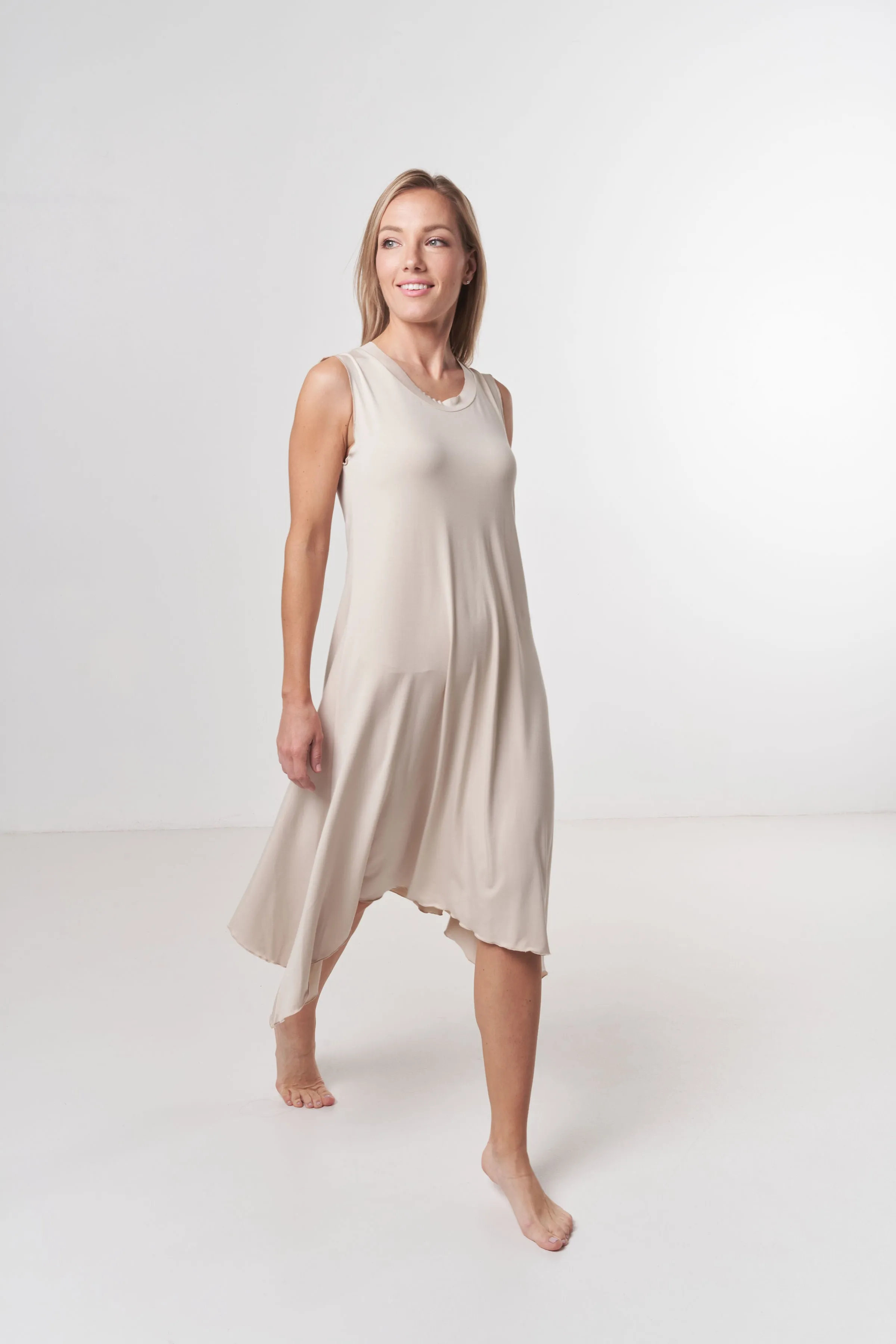 Waterfall Dress in Beige