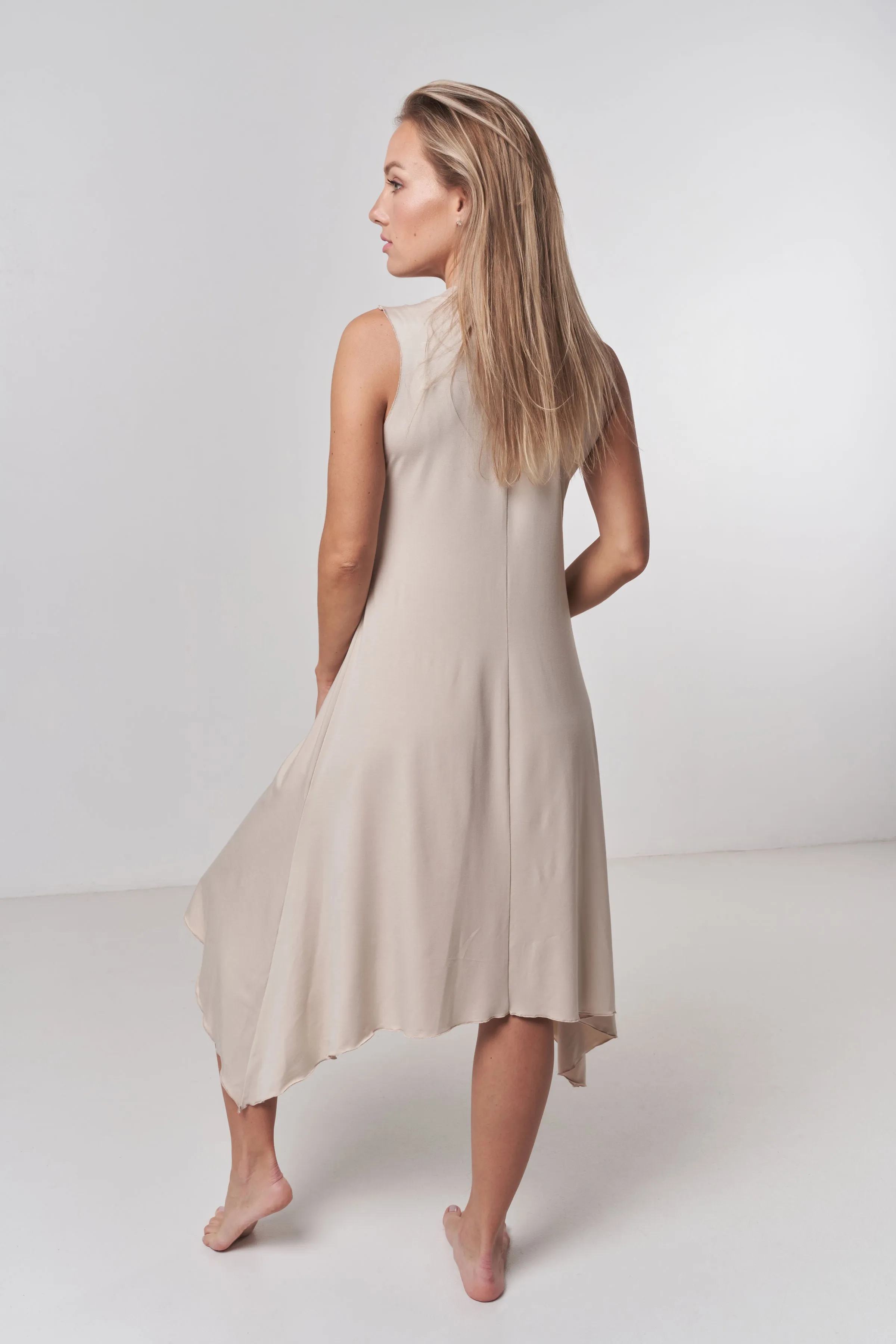 Waterfall Dress in Beige