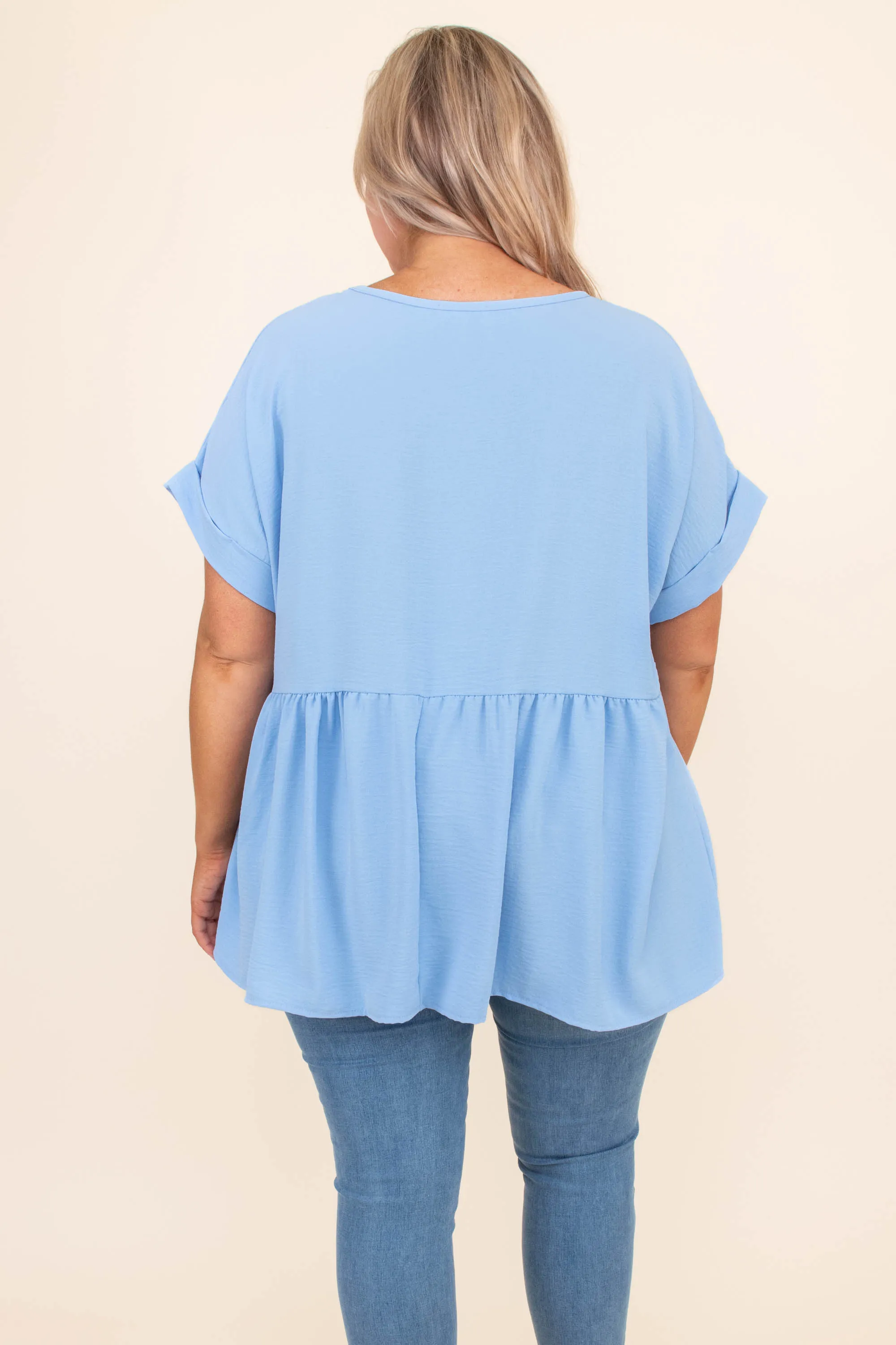 Wide Eyed Gaze Top, Blue